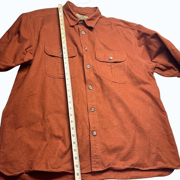 Cabelas Mens  XL Rust Deerskin Soft Chamois Shirt Button & Chest Pockets Outdoor - Picture 5 of 9